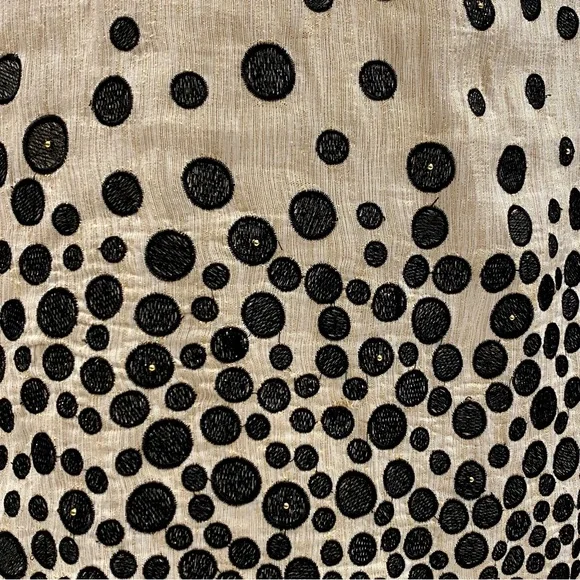 Ark & Co Gold Metallic Cocktail Dress with Black Stitched Polka Dot Design (M) - Picture 9 of 16